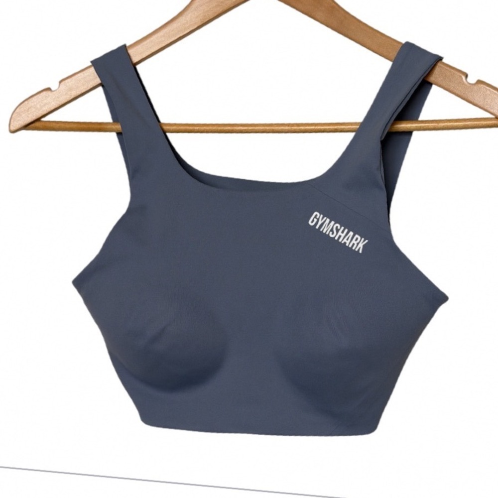 Gymshark Sports Bra Womens Small Blue High Neck Laser Cut GLSB4479-GB